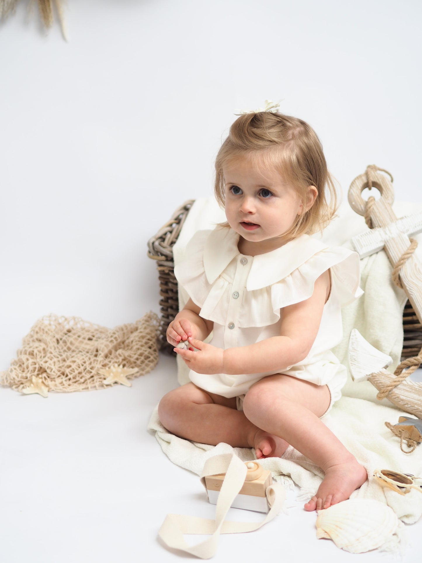 Alba romper with linen trim