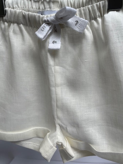 close up ivory linen shorts