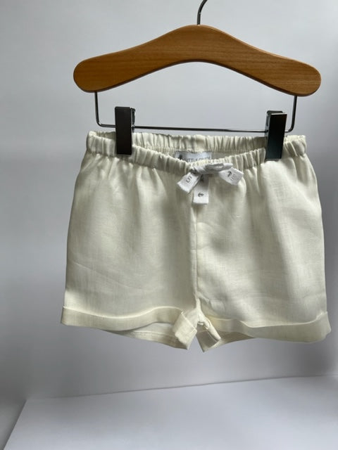 ivory linen shorts